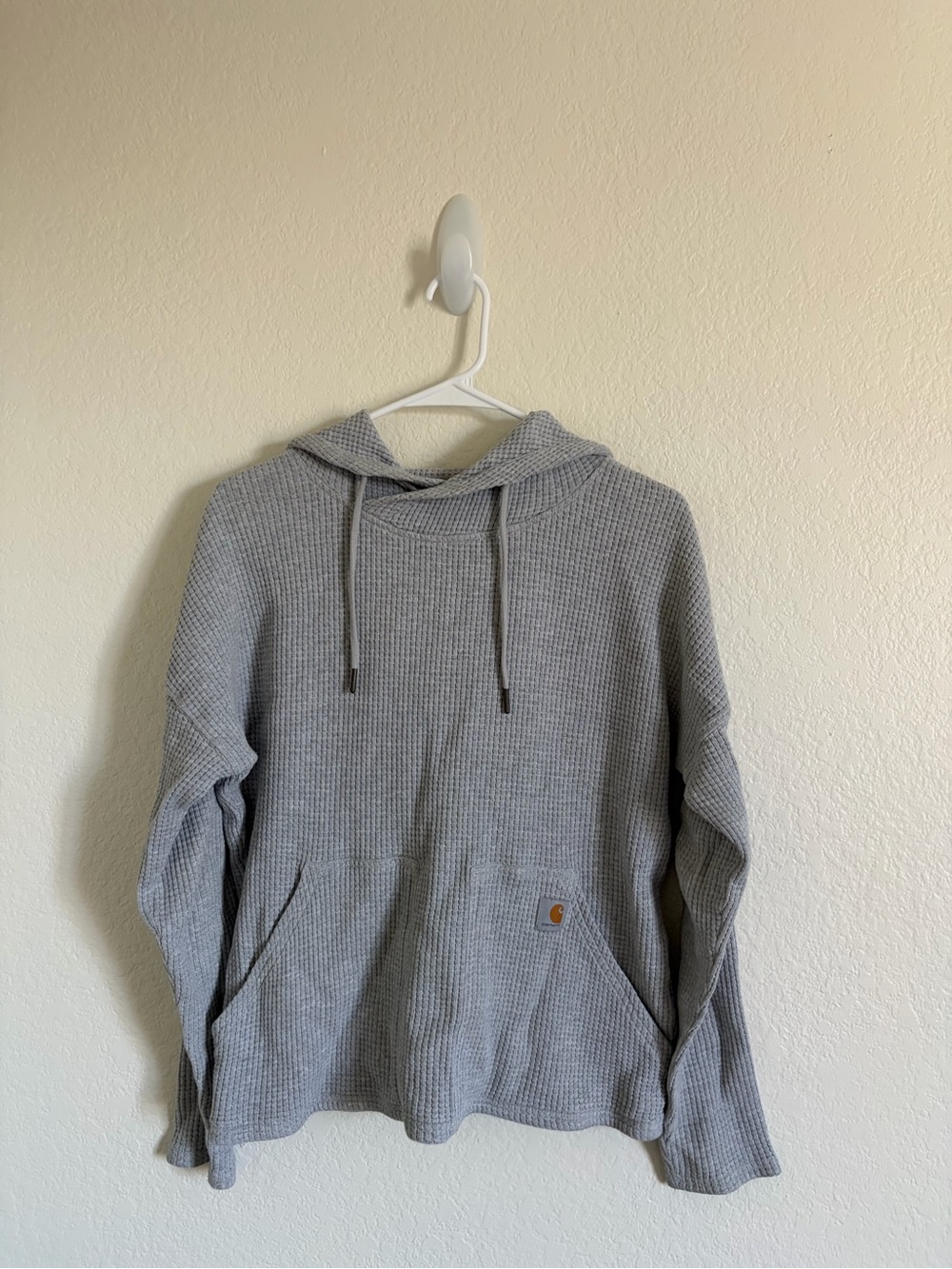 Carhartt Light Gray Waffle-Knit Hooded Pullover